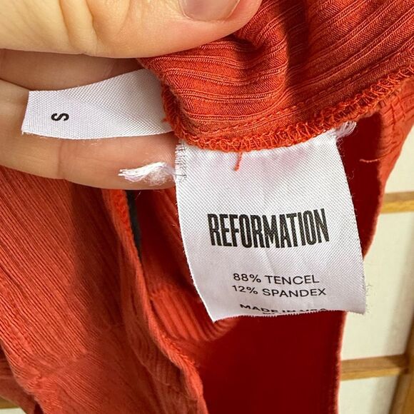 Reformation Selena Ribbed Lace Up Bodysuit in Scarlet | Small - Picture 7 of 8